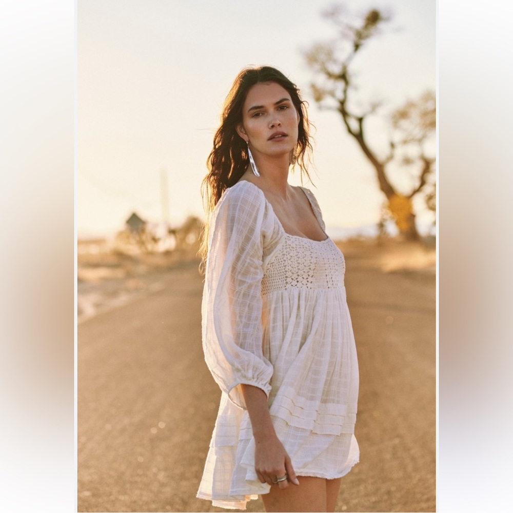 Free People Ari Mini Dress • Ivory • Women’s Size Small • Boho Lace / Summer